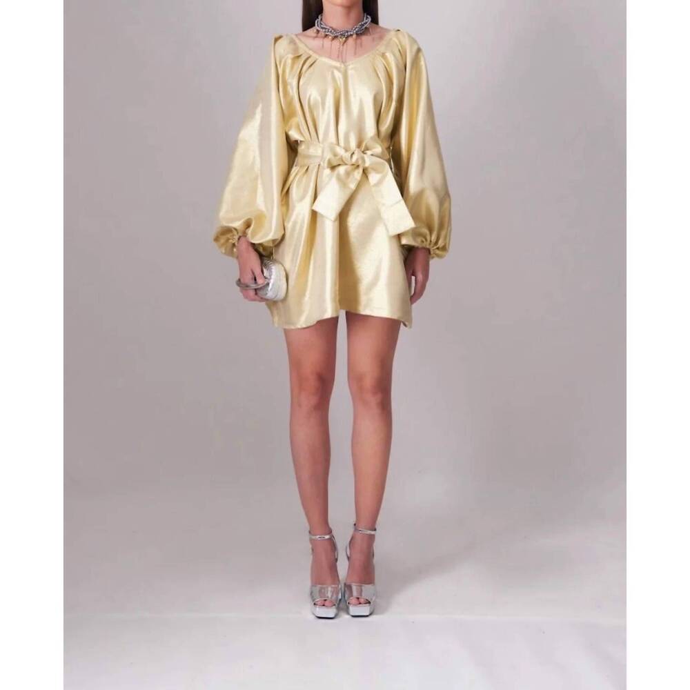 NEW TELA LUXURY MERCANTILE golden age mini dress in beige